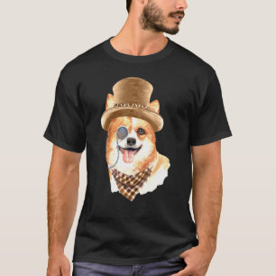 Dandy Corgi With Hat Scarf And Monocle T-Shirt
