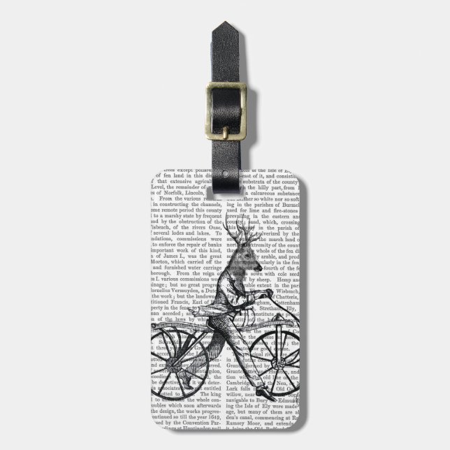 Dandy Deer on Vintage Bicycle Luggage Tag (Front Vertical)