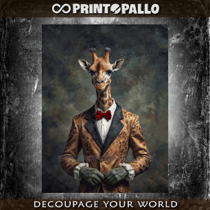 Dandy victorian dressed giraffe with bow tie tissue paper