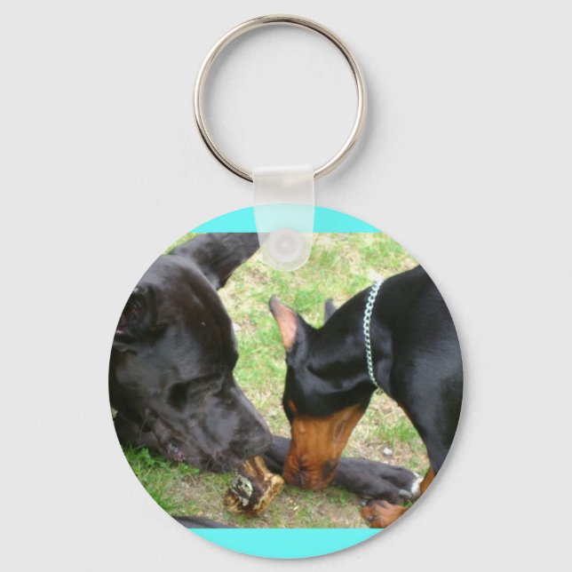 Dane and Doberman Friendship Key Chain (Front)