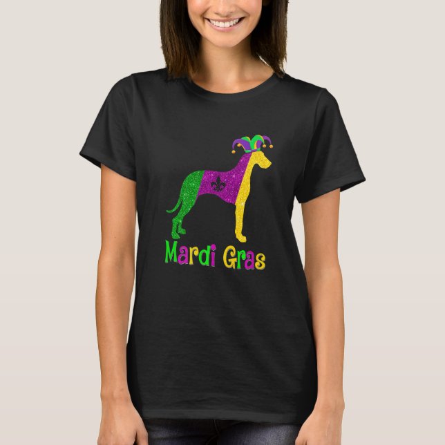Dane Dog Lover Mardi Gras Carnival Jester Premium T-Shirt (Front)