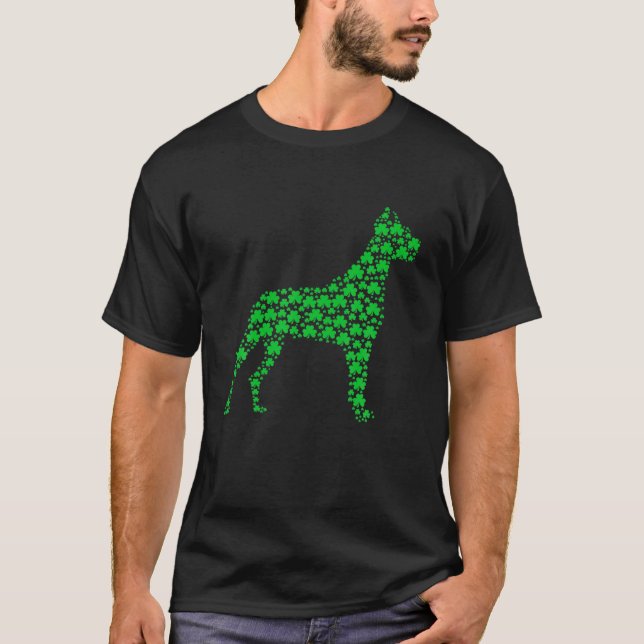 Dane Dog Shamrock St.Patrick's Day Puppy Lover T-Shirt (Front)