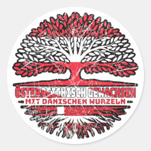Dänemark Dänisch Österreichisch Österreich Baum Classic Round Sticker