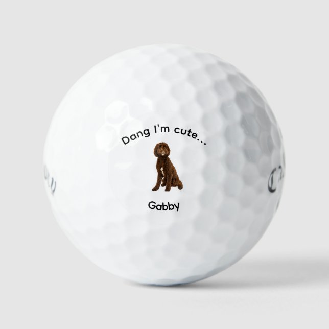 Dang I'm Cute Watercolor Pet Image Name Golf Balls (Front)