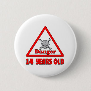 Danger 14 6 cm round badge