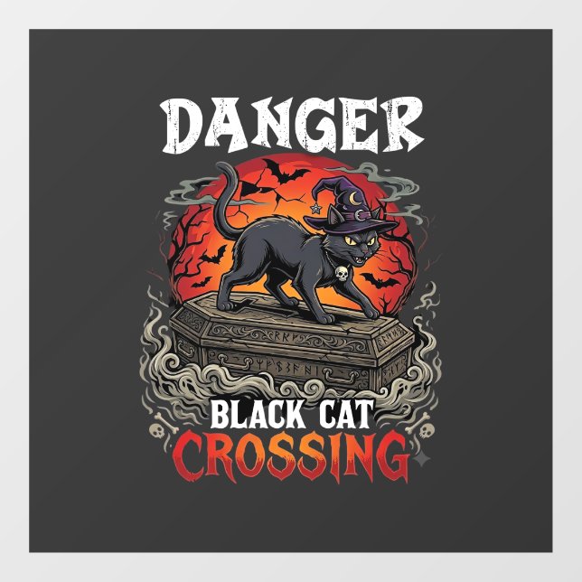 Danger Black Cat Crossing Halloween Witch Hat Coff (Sheet)