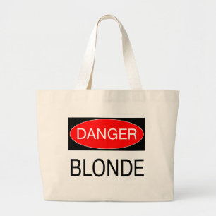 Danger - Blonde Funny Joke T-Shirt Mug Hat Apron Large Tote Bag