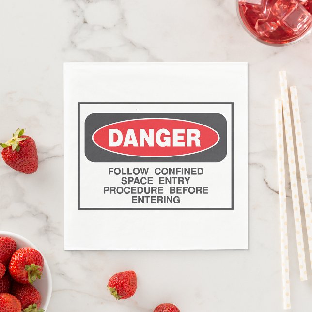 Danger Confined Space Entry Safety Warning Napkin (Creator Uploaded)