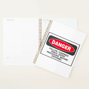 Danger Confined Space Entry Safety Warning Planner