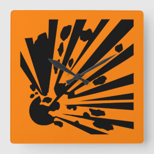 Danger - explosive danger warning sign Warning Square Wall Clock