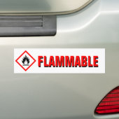 Danger Flammable Warning with Pictogram Bumper Sticker (On Car)