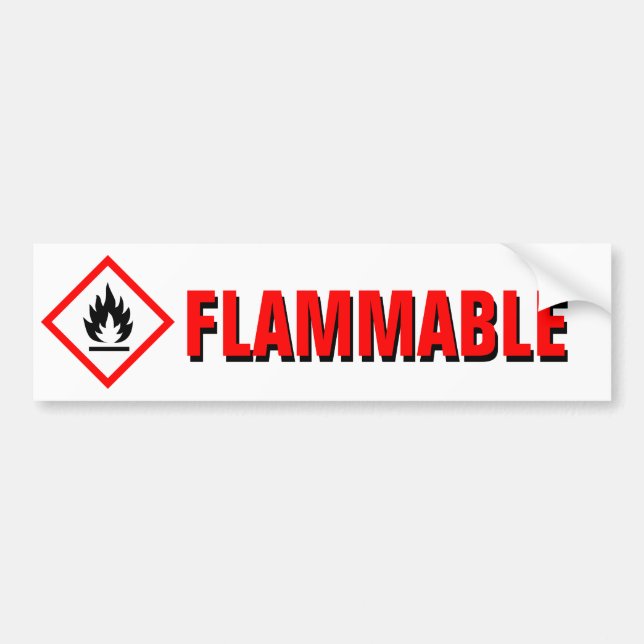 Danger Flammable Warning with Pictogram Bumper Sticker (Front)