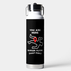 Danger Flying Map Pins Water Bottle