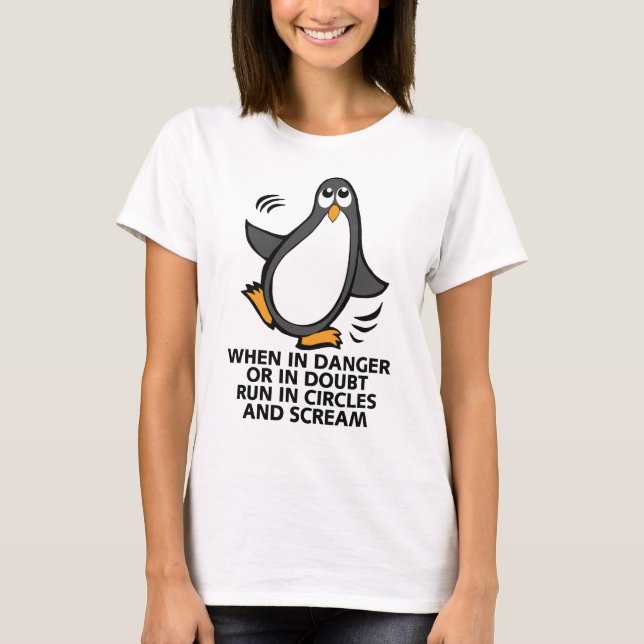 Danger Funny Penguin Graphic T-Shirt (Front)