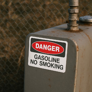 Danger Gasoline No Smoking Sign Square Sticker
