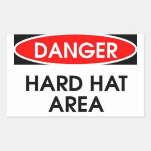 Danger Hard Hat Area Sticker (Rectangle)