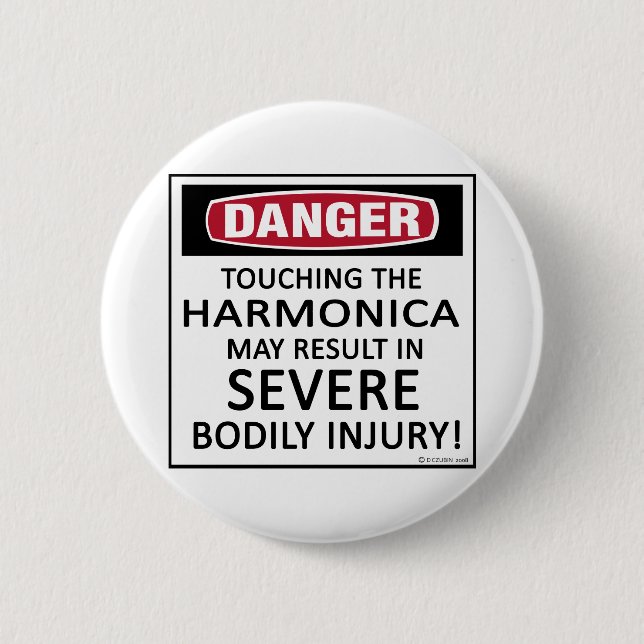 Danger Harmonica 6 Cm Round Badge (Front)