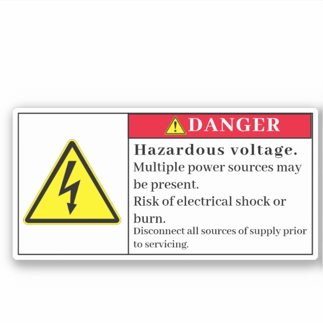 Danger Hazardous Voltage Label Er21 (Front)