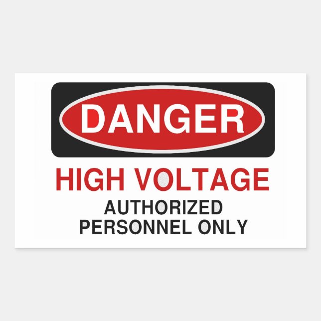 Danger High Voltage Rectangular Sticker (Front)