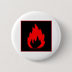 Danger Highly Flammable Warning Sign Chemical Burn 6 Cm Round Badge