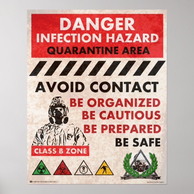 Danger! Infection Hazard Area Poster (Front)