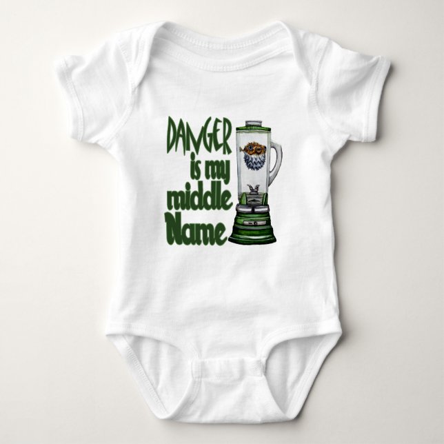 Danger Is My Middle Name Baby Bodysuit (Front)