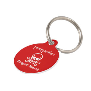 Danger!! Mines!! ☠ Cambodian Khmer Sign ☠ Pet Tag
