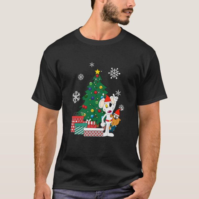 Danger Mouse And Penfold Around The Christmas Tree T-Shirt (Front)