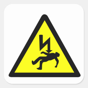 Danger of Electric Shock Symbol Square Sticker