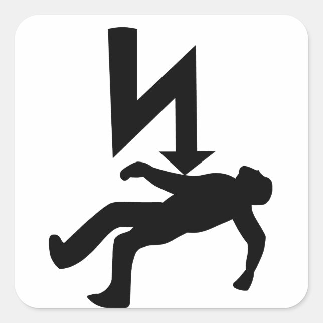 Danger of Electric Shock Symbol Square Sticker (Front)