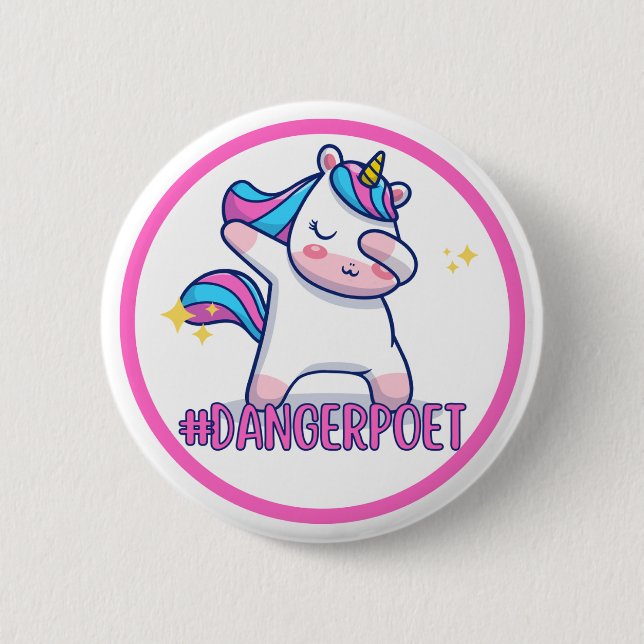 Danger Poet Unicorn Button (Front)