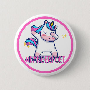 Danger Poet Unicorn Button