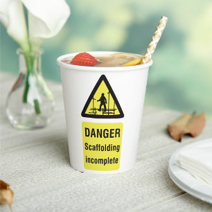 Danger Scaffolding Incomplete Site Warning Paper Cups