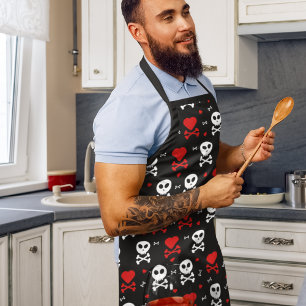 Danger Scary Skulls Pattern Apron