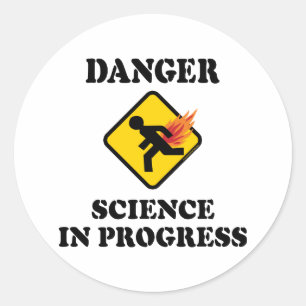 Danger Science in Progress - Flaming Fart Humour Classic Round Sticker
