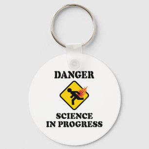 Danger Science in Progress - Flaming Fart Humour Key Ring