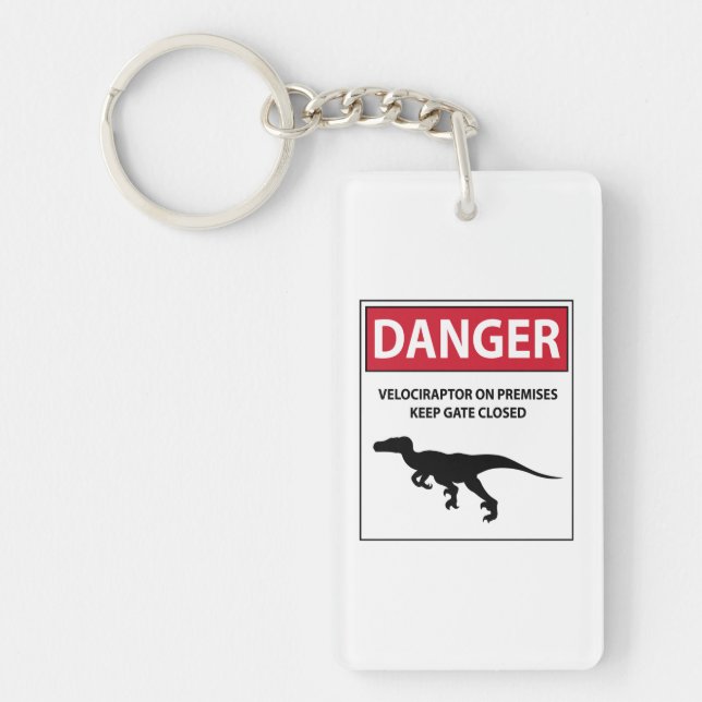 Danger Sign (Raptors) Key Ring (Front)