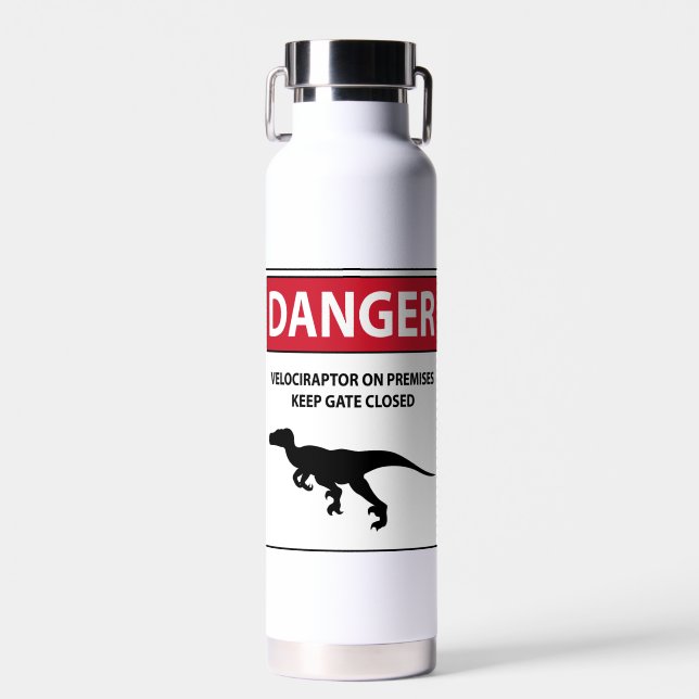 Danger Sign (Raptors) Water Bottle (Front)