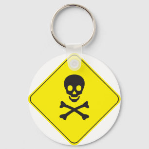 DANGER - SKULL AND BONES SYMBOL KEY RING