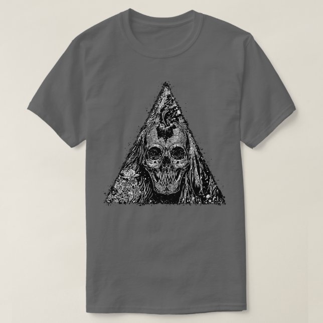 Danger Triangle Skulls Horror Gothic Demons Occult T-Shirt (Design Front)