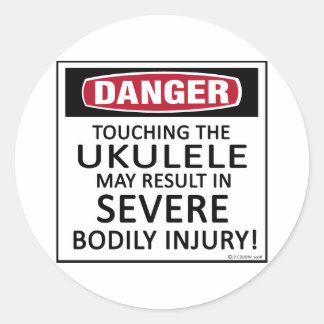 Danger Ukulele Classic Round Sticker