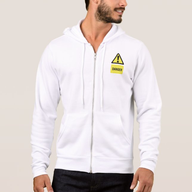 Danger Warning Sign Yellow Triangle Exclamation Hoodie (Front)
