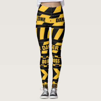 Danger Zone Caution tape design leggings
