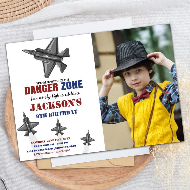Danger Zone Fighter Jet Birthday Invitations photo (Danger Zone Fighter Jet Birthday Invitations photo)