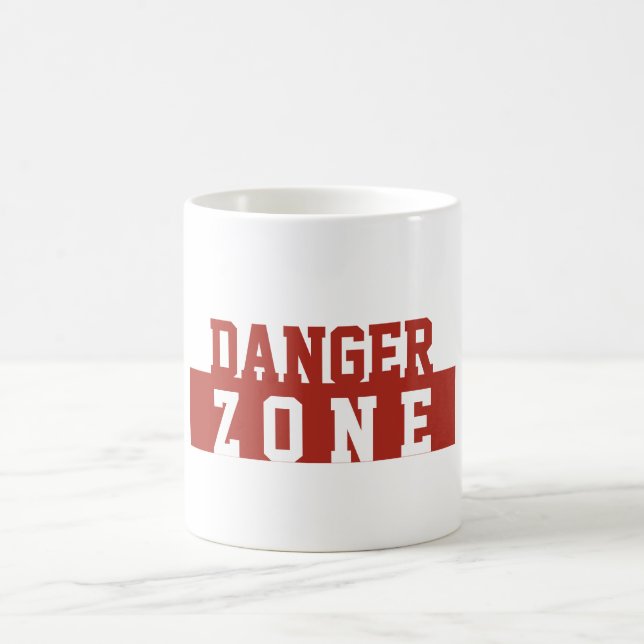 Danger Zone / Minimalist Modern Plain Red White Coffee Mug (Center)