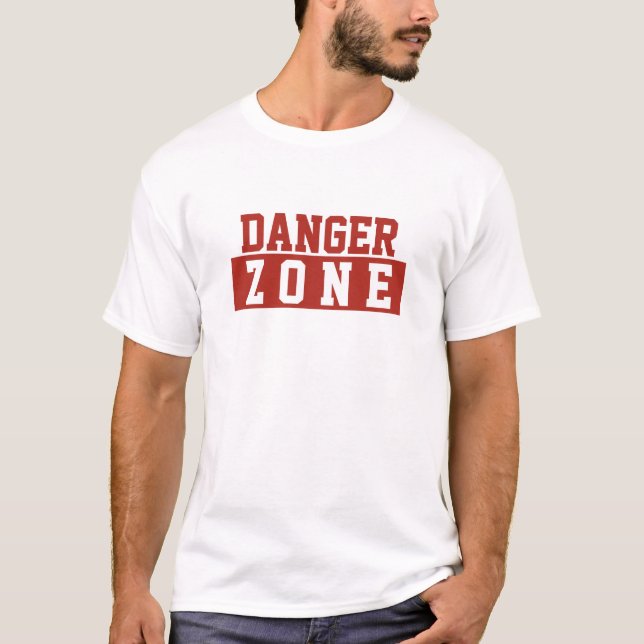 Danger Zone / Minimalist Modern Plain Red White T-Shirt (Front)