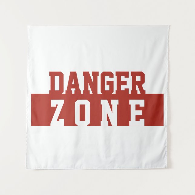 Danger Zone / Minimalist Modern Plain Red White Tapestry (Front)