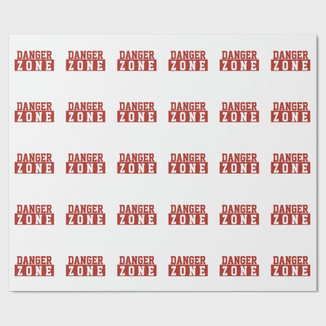 Danger Zone / Minimalist Modern Plain Red White Wrapping Paper (Flat)