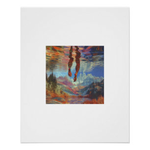 Dangling Feet Above a Surreal Mirror World Poster