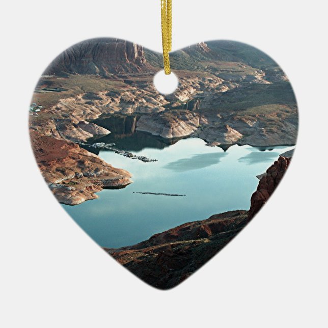 Dangling Rope Marina. Lake Powell, Utah, USA Ceramic Tree Decoration (Front)